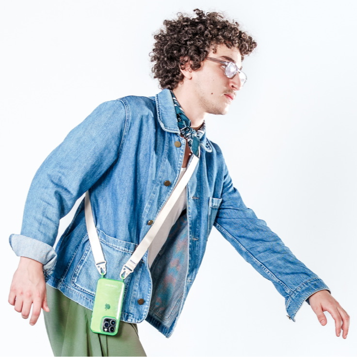 Straps beige avec étui vert fluo promo