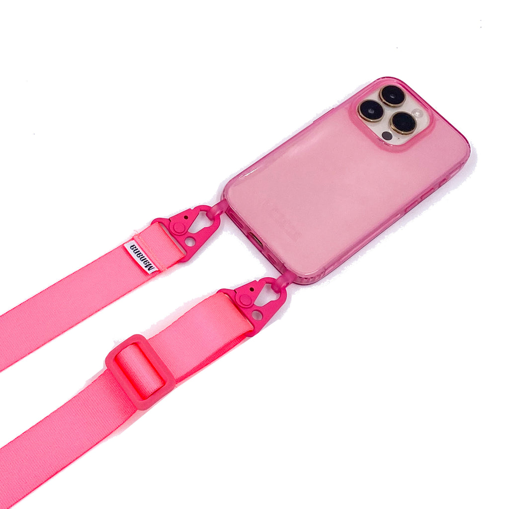 Straps rose barbie avec étui rose transparent promo