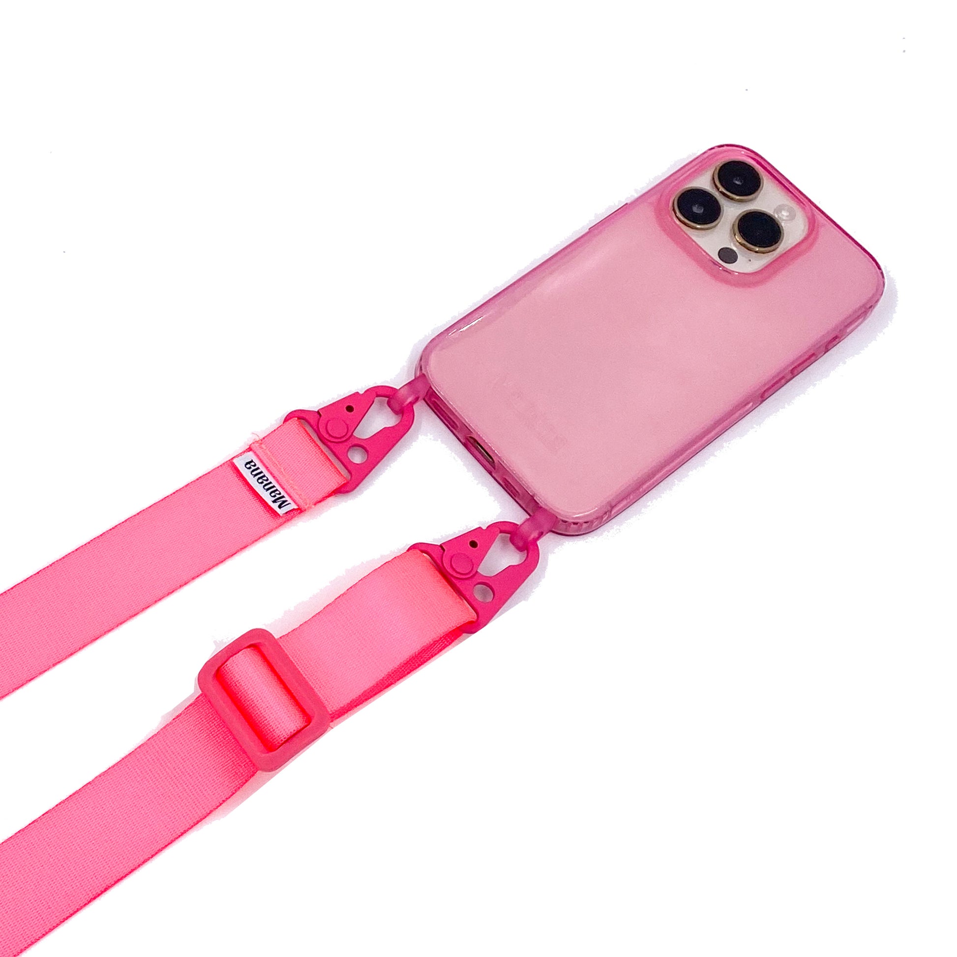Straps rose barbie avec étui rose transparent promo