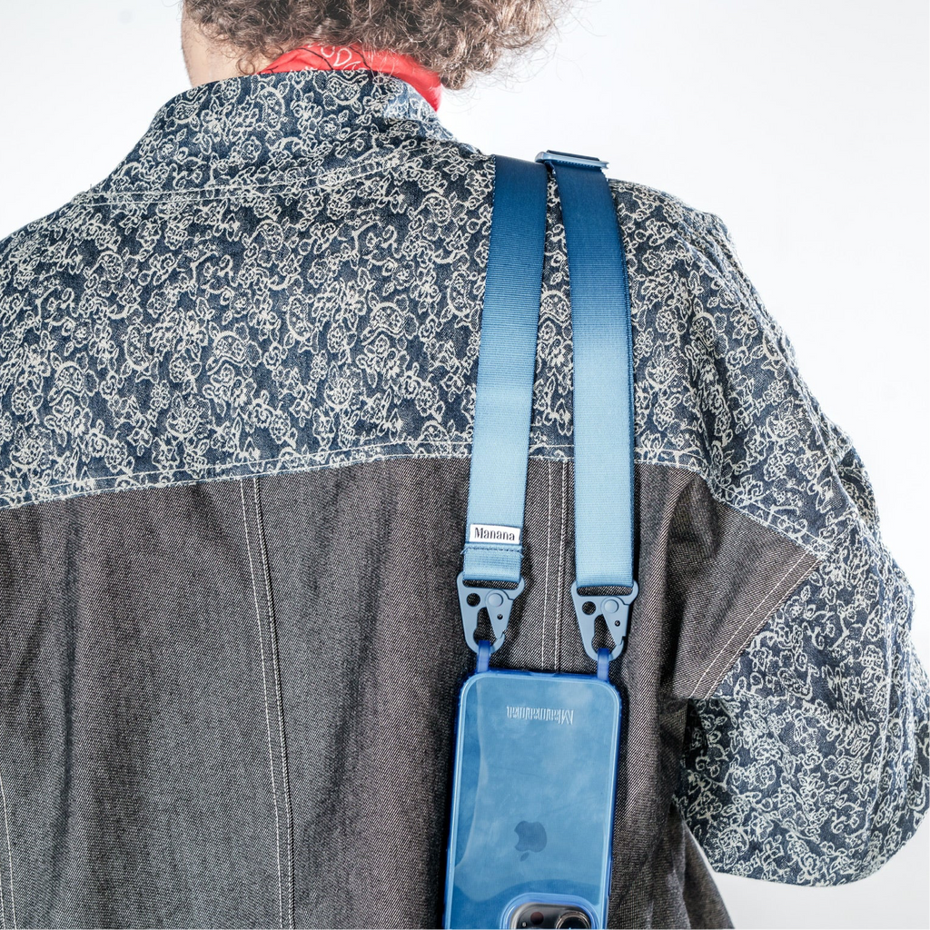 Straps bleu avec étui bleu transparent