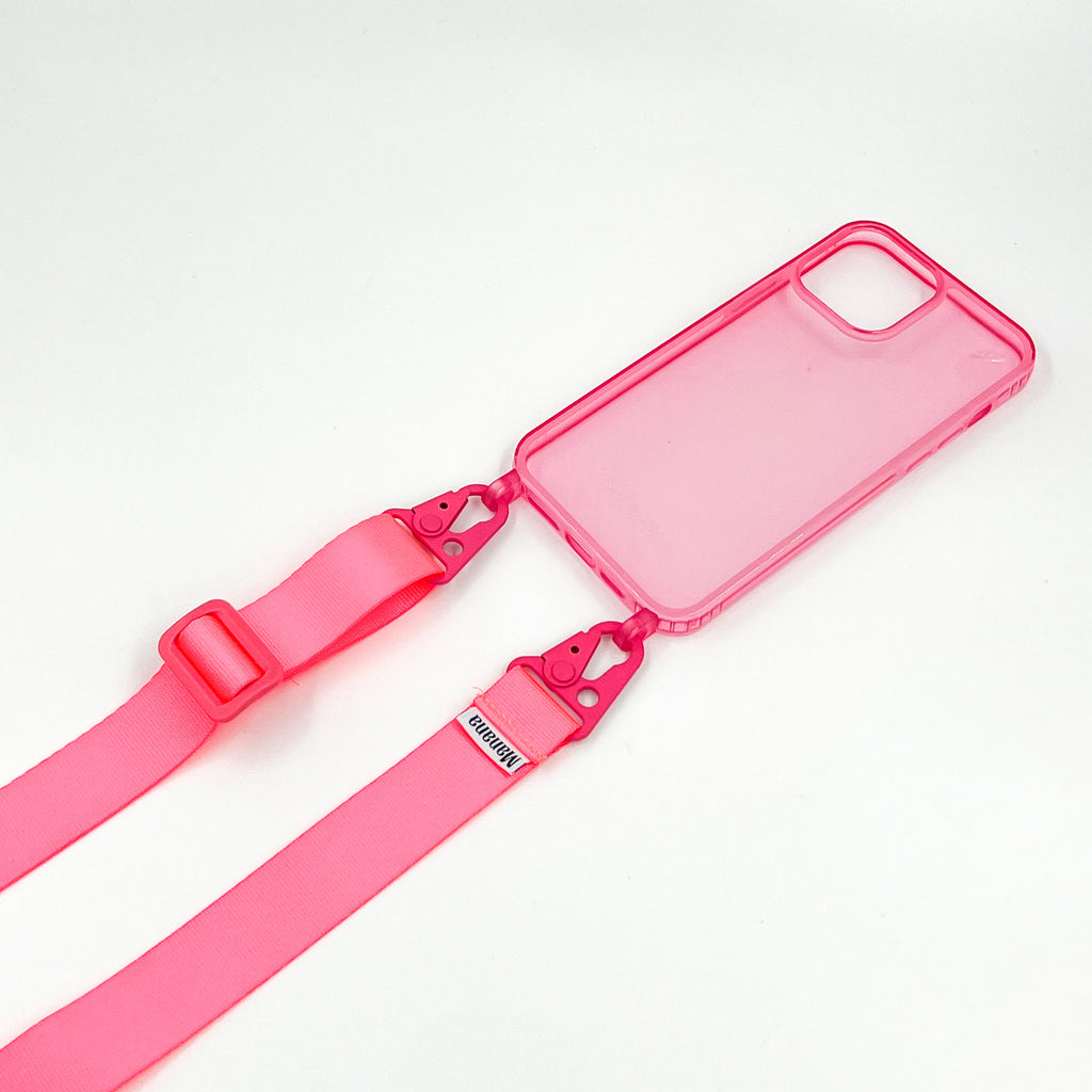 Straps rose barbie avec étui rose transparent promo